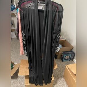 MARINA Black Elegant Coverup with Embellished Sleeves 18W. New